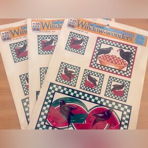 VTG1995 Daisy Kingdom Static Cling Window Wonders Black Birds And Watermelon 3pc